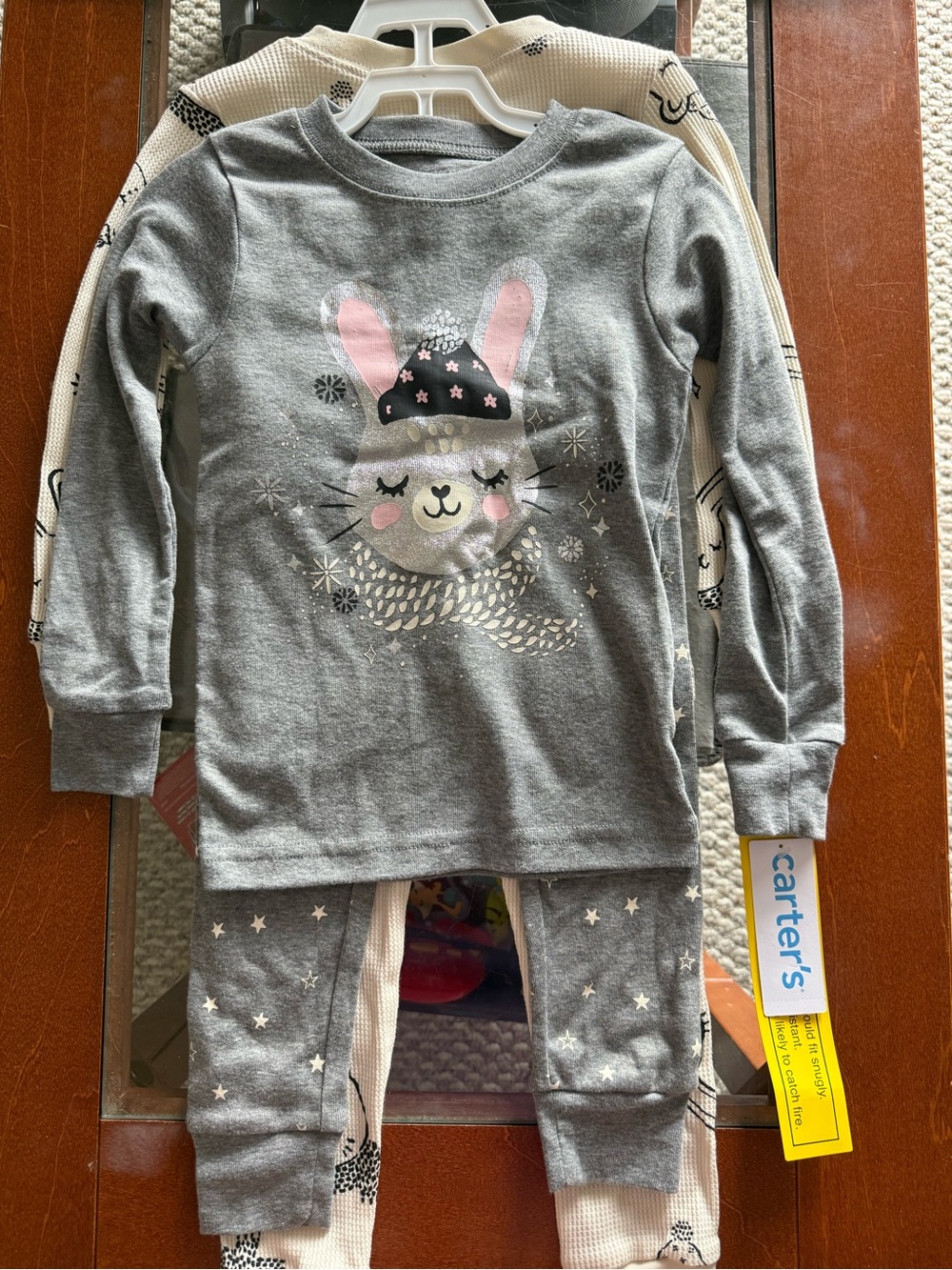 Carter's Gray Bunny Graphic 4 piece Pajama Set